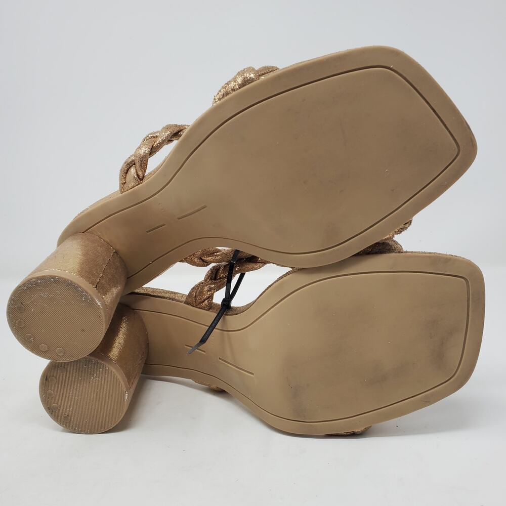 Dolce Vita Paily Braided Gold Metallic Block Heel Sandals Sz 8.5 Date Summer - Picture 4 of 6